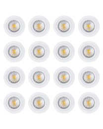 16 Pack of Diecast IP20 Rated Fixed Downlight with LED Bulbs - White