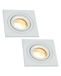 2 Pack of Evra Square Adjustable Recessed Downlighter - White