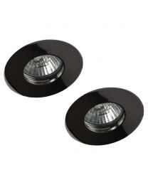 2 Pack of Fixed Fire Rated IP65 Recessed Downlight - Black Chrome