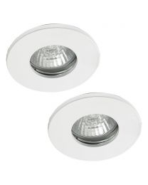 2 Pack of Fixed Fire Rated IP65 Recessed Downlight - White