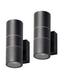 2 Pack of Kenn 2 Light Up and Down Outdoor Wall Light - Black