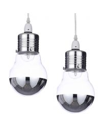 2 Pack of Oversized Bulb Style Easy to Fit Shade - Chrome