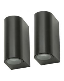 Pack of 2 Wye 2 Light Up and Down Outdoor Wall Light - Black