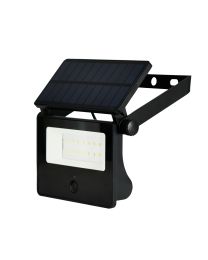 2.8 Watt LED Solar Powered Outdoor Security Wall Light with PIR - Black