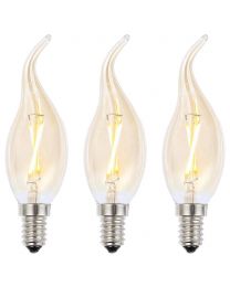 3 Pack of 2W LED SES E14 Vintage Filament Candle Bulb - Tinted