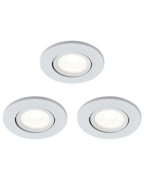 3 Pack of Adjustable LED Fire Rated IP65 Recessed Downlights - Matte White