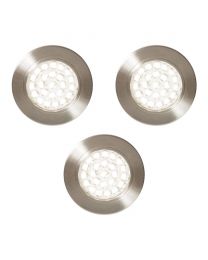 Pack of 3 Charles Circular Recessed Warm White LED Under Kitchen Cabinet Light - Satin Nickel