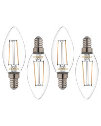 4 Pack of 2.5 Watt LED E14 Small Edison Screw Candle Light Bulbs - Warm White