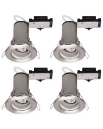 4 Pack of Fixed Fire Rated Downlighters - Brushed Chrome