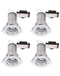 4 Pack of Fixed Fire Rated Downlighters - Chrome