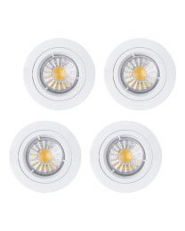 4 Pack of Diecast IP20 Rated Fixed Downlight with LED Bulbs - White