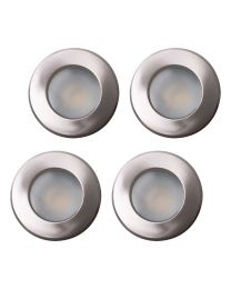 4 Pack of Diecast IP65 Rated Downlight with LED Bulbs - Brushed Chrome