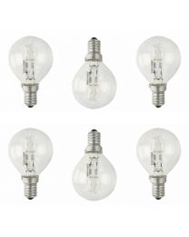 6 Pack of 28 Watt E14 Eco Mini Globe Halogen Light Bulbs - Warm White