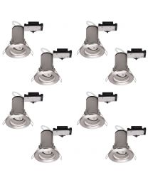 8 Pack of Fixed Fire Rated Downlighters - Brushed Chrome 