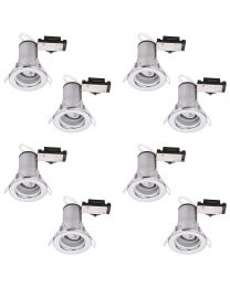 8 Pack of Fixed Fire Rated Downlighters - Chrome