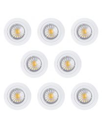 8 Pack of Diecast IP20 Rated Fixed Downlight with LED Bulbs - White