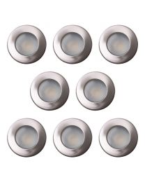 8 Pack of Diecast IP65 Rated Downlight with LED Bulbs - Brushed Chrome