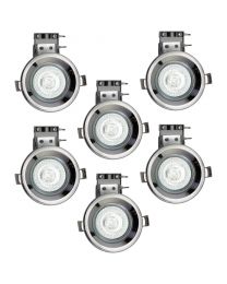 Pack of 6 Fire Rated IP20 Fixed Downlighter with LED Bulbs - Black Chrome