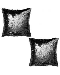 2 Pack of Glitz Glossy Sequin Cushion - Black