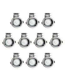 Pack of 10 Fire Rated IP20 Fixed Downlighter with LED Bulbs - Black Chrome
