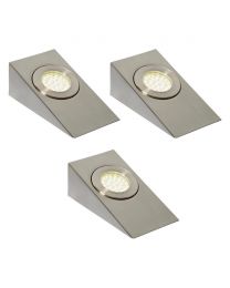 Pack of 3 Lago LED Wedge Cabinet Light in Satin Nickel