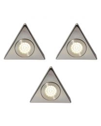 Pack of 3 Scott Triangular Day Light LED Under Kitchen Cabinet Light - Satin Nickel