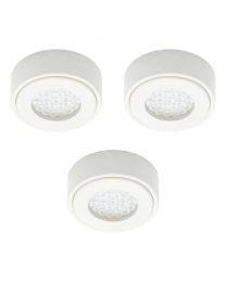 Pack of 3 Wakefield Kitchen 1.5 Watt LED Circular Cabinet Light with Frosted Shade - White