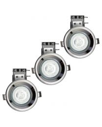 Pack of 3 Fire Rated IP20 Fixed Downlighter with LED Bulbs - Black Chrome