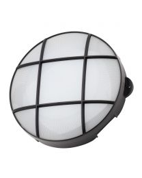 Vega 15 Watt LED Round Grid Outdoor Bulkhead Light - Black