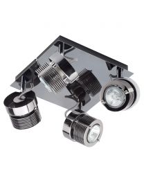 4 Light Telford Cylinder Ceiling Square Spotlight Plate - Black