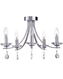 Marquis by Waterford - Bandon LED 5 Light Curved Bathroom Chandelier - Chrome