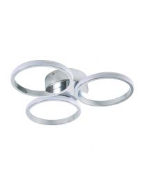 Cleo 3 Ring LED Bathroom Flush Ceiling Light - Chrome