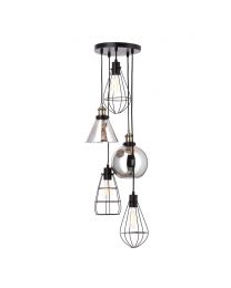 Drax Caged Ceiling Cluster Pendant - Bronze