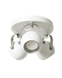 Eyeball 3 Light Adjustable Ceiling Spotlight Plate - White & Satin Nickel