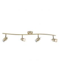 Frank 4 Light Wavy Ceiling Spotlight Bar - Antique Brass