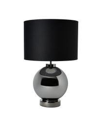 Glass Ball Table Lamp with Smoke Shade - Black Chrome