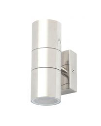 Kenn 2 Light Up and Down Outdoor Wall Light - Polished Steel