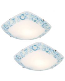 2 Pack of Gwynn Flush Glass Ceiling Lights - Frosted Glass