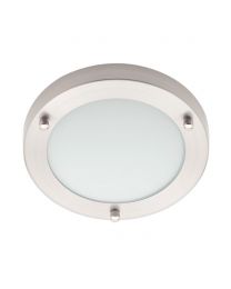 Mari Flush 12 Watt Small LED Flush Bathroom Ceiling Light - Satin Nickel
