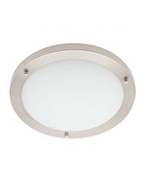 Mari Large Flush Bathroom Ceiling Light - Satin Nickel