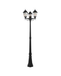 Neri Outdoor Polycarbonate Triple Head Tall Lamp Post Lantern - Black