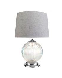 Ribbed Iridescent Glass Table Lamp - Nickel