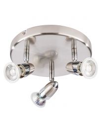 Ronja 3 Light Ceiling Spotlight Plate with LED Bulbs - Chrome