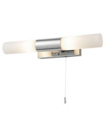 Elena Glass Bathroom Wall Light 2 Light Pull Cord Switch