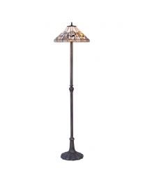 Tiffany by Tiff 2 Light 40cm Art Deco Floor Lamp - Antique Brass