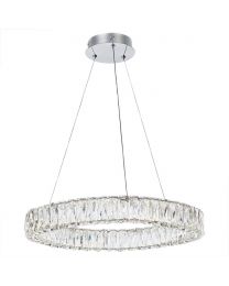 Visconte Crystal Hoop LED Prism Bar Ceiling Pendant - Chrome and Glass