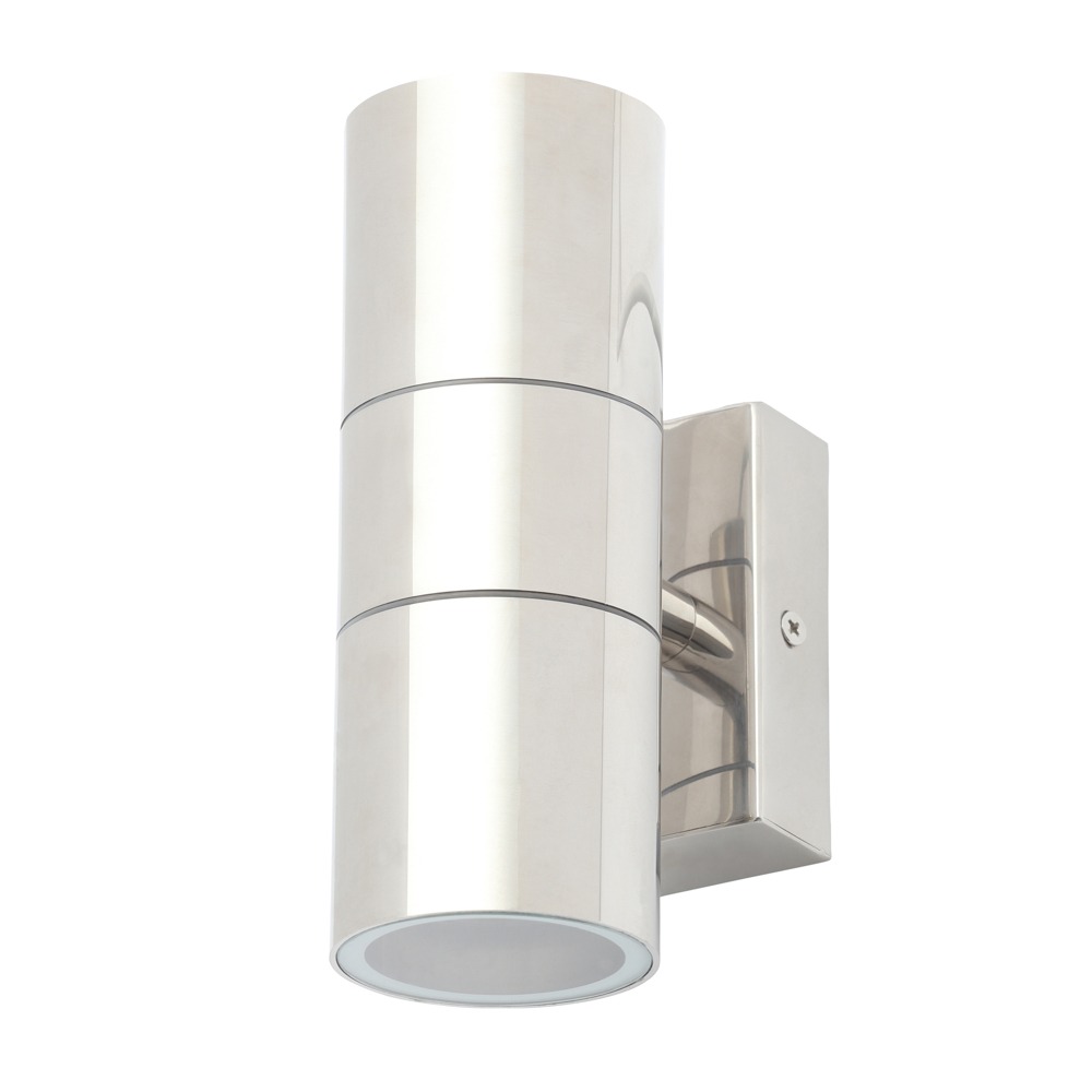 Kenn 2 Light Up and Down Outdoor Wall Light - Polished Steel