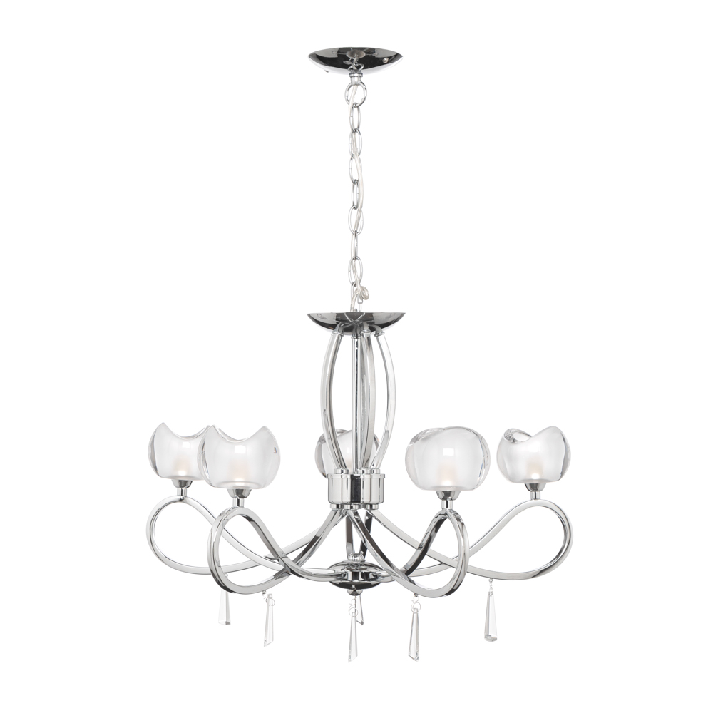 Marta 5 Light Glass Ceiling Light - Chrome