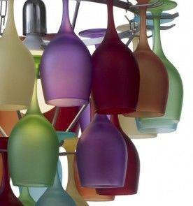 Multi Coloured Wine Glass Chandelier